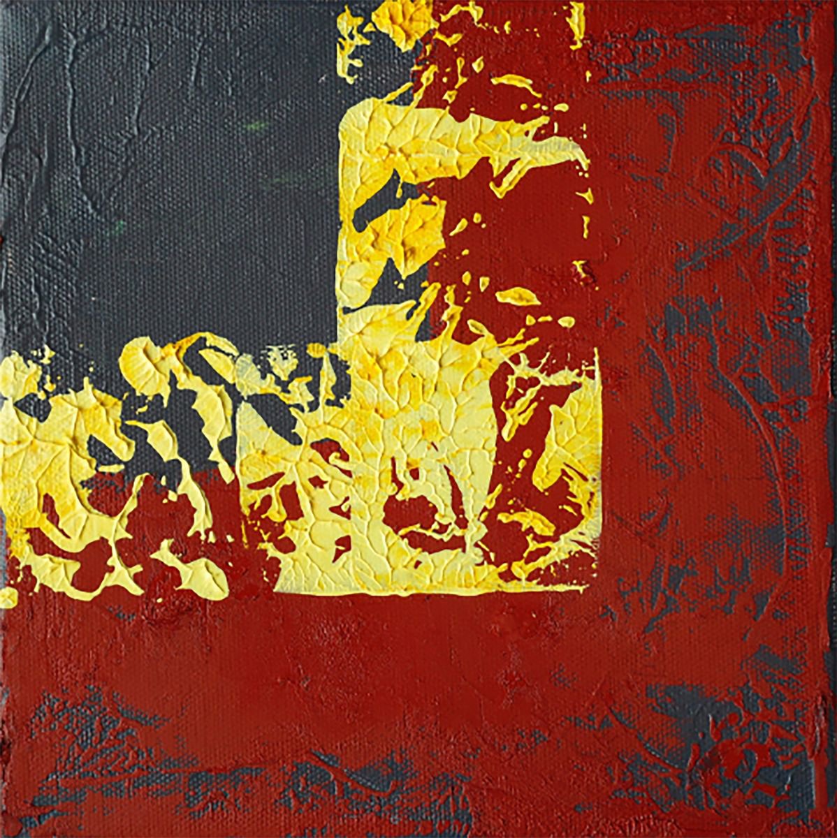 Abstract Oil Painting By Jelena B, 8 X 8, Happy Tile-Cardinal, Original Artwork