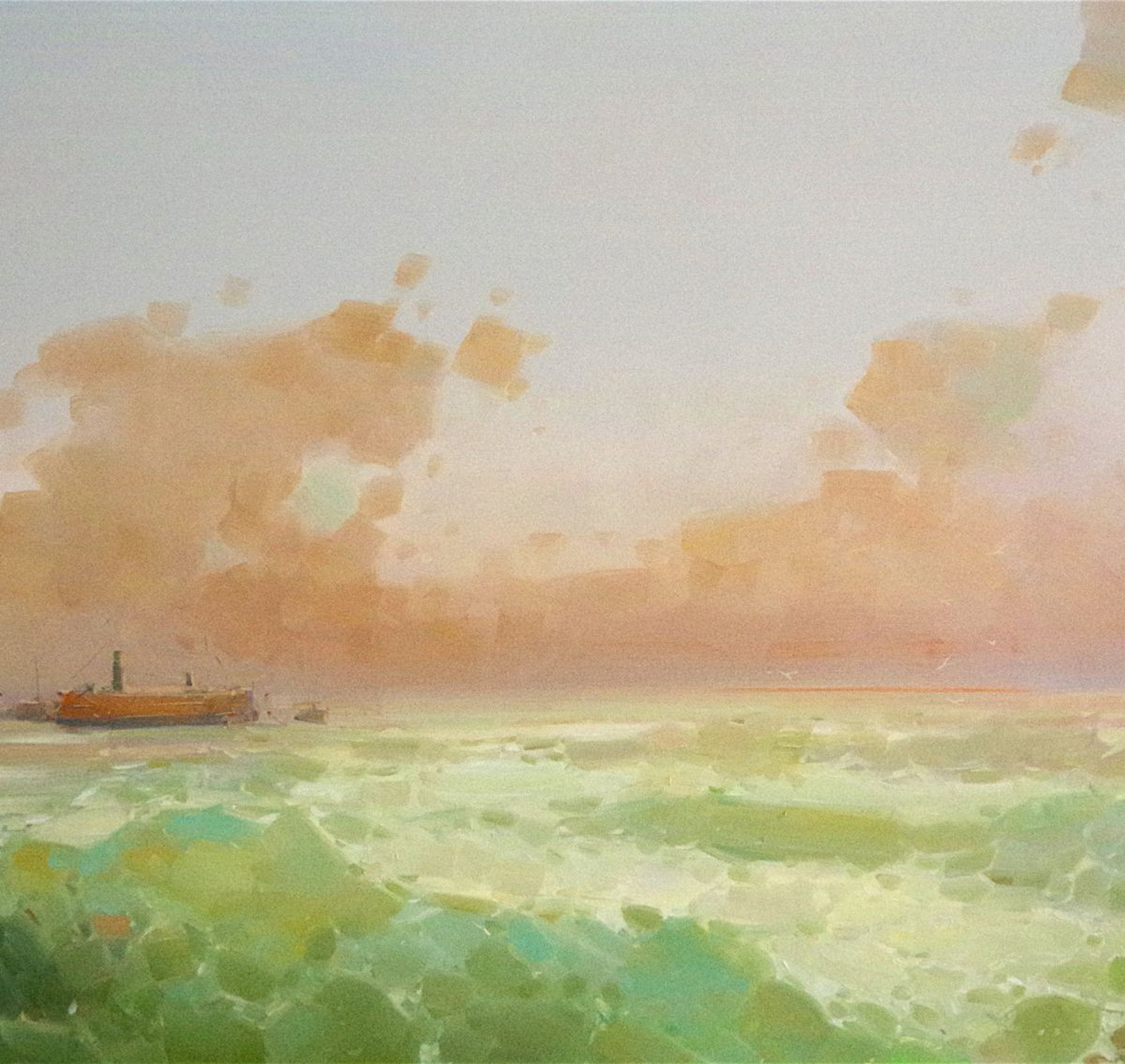 Seascape Ocean Sunset Original Oil Painting H Artfinder