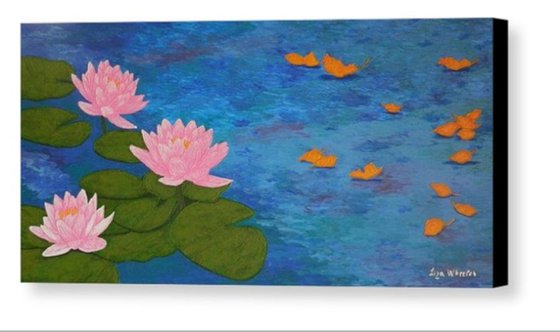 Last Song of Summer - large lotus flower painting, home, office decor, gift idea