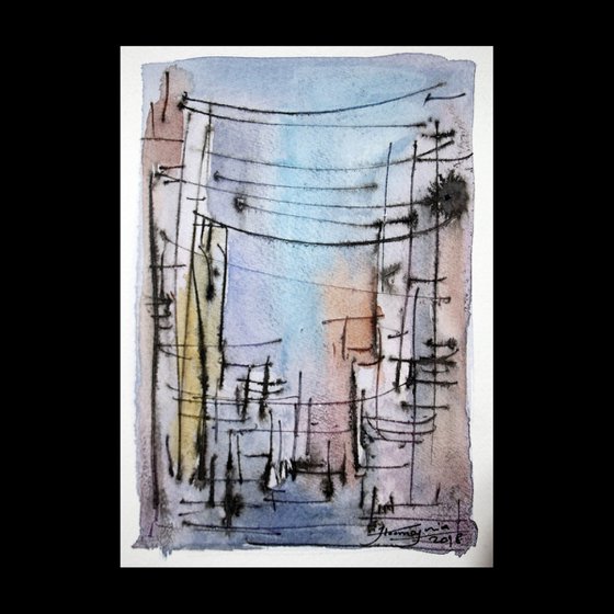 ALLEYS(12), WATERCOLOR ON PAPER, 14X 19 CM