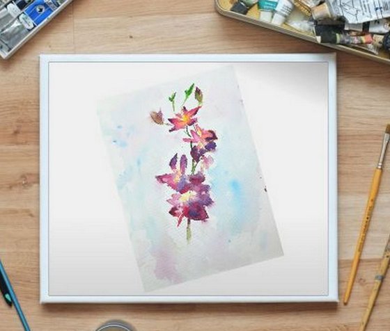 Purple Orchids and Pink Sakura Set of two