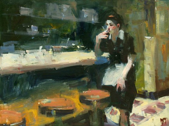 Smoke Break Waitress at Diner