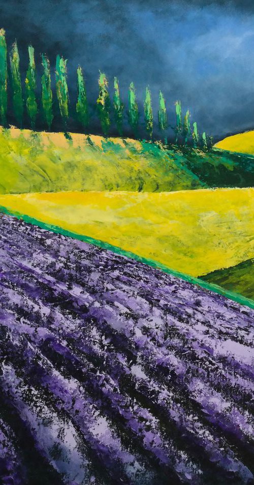 The Lavender and the storm - Fields and Colors Series- EXTRA LARGE by Danijela Dan