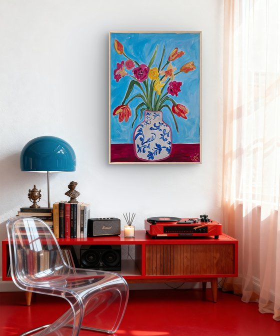 Spring Flowers in a  Chinese Vase