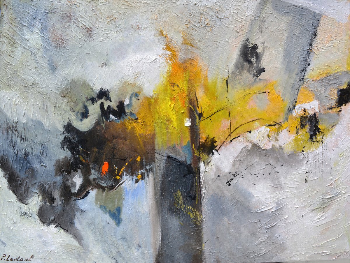 Abstract Oil Painting By Pol Henry Ledent, 31 X 24", "Ashes Caught In Dawnlight, Original Artwork