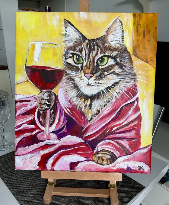 Cat and wine.