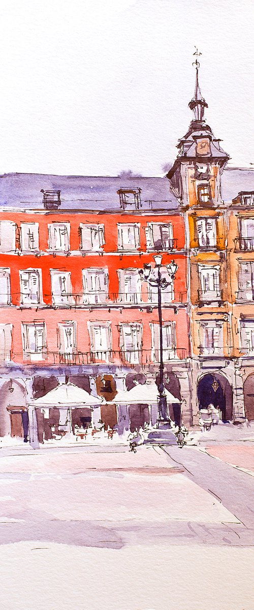 Madrid. Plaza Mayor. Street sketch. SMALL URBAN BRIGHT DECOR INTERIOR by Sasha Romm