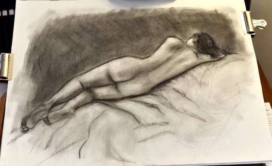 Sleeping Venus Charcoal Drawing