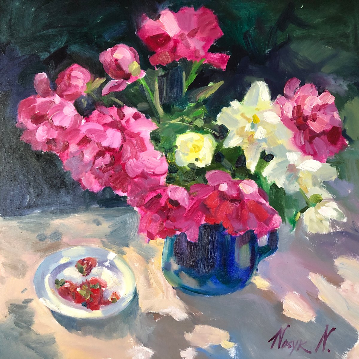Peonies | Bouquet original oil painting by Nataliia Nosyk