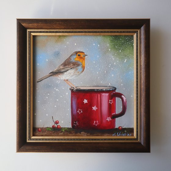 Christmas Robin Painting