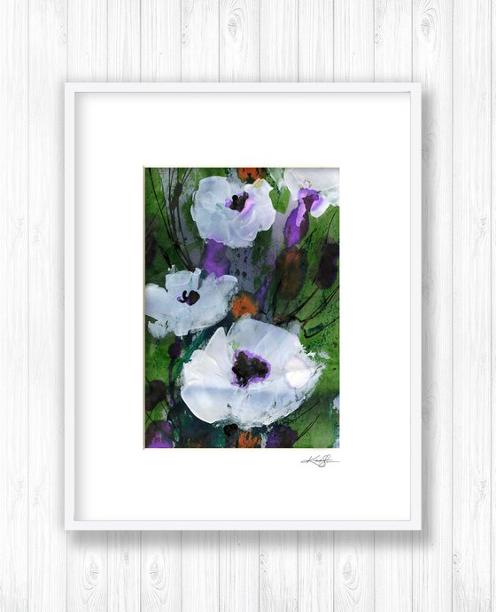 Abstract Floral Collection 3 - 3 Flower Paintings in mats by Kathy Morton Stanion