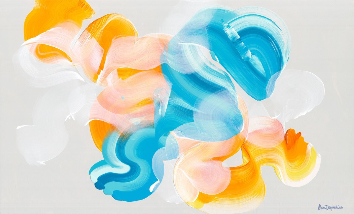 Abstract Acrylic Painting By Claire Desjardins, 60 X 36, A Day Of Sunshine, Original Artwork