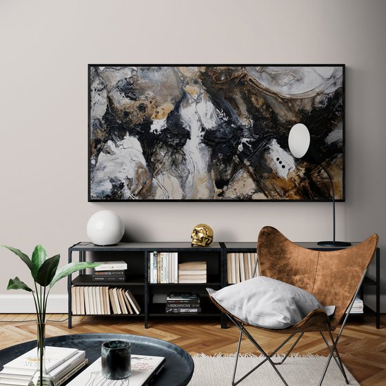 Tectonic 190cm x 100cm Rust Black Textured Abstract Art