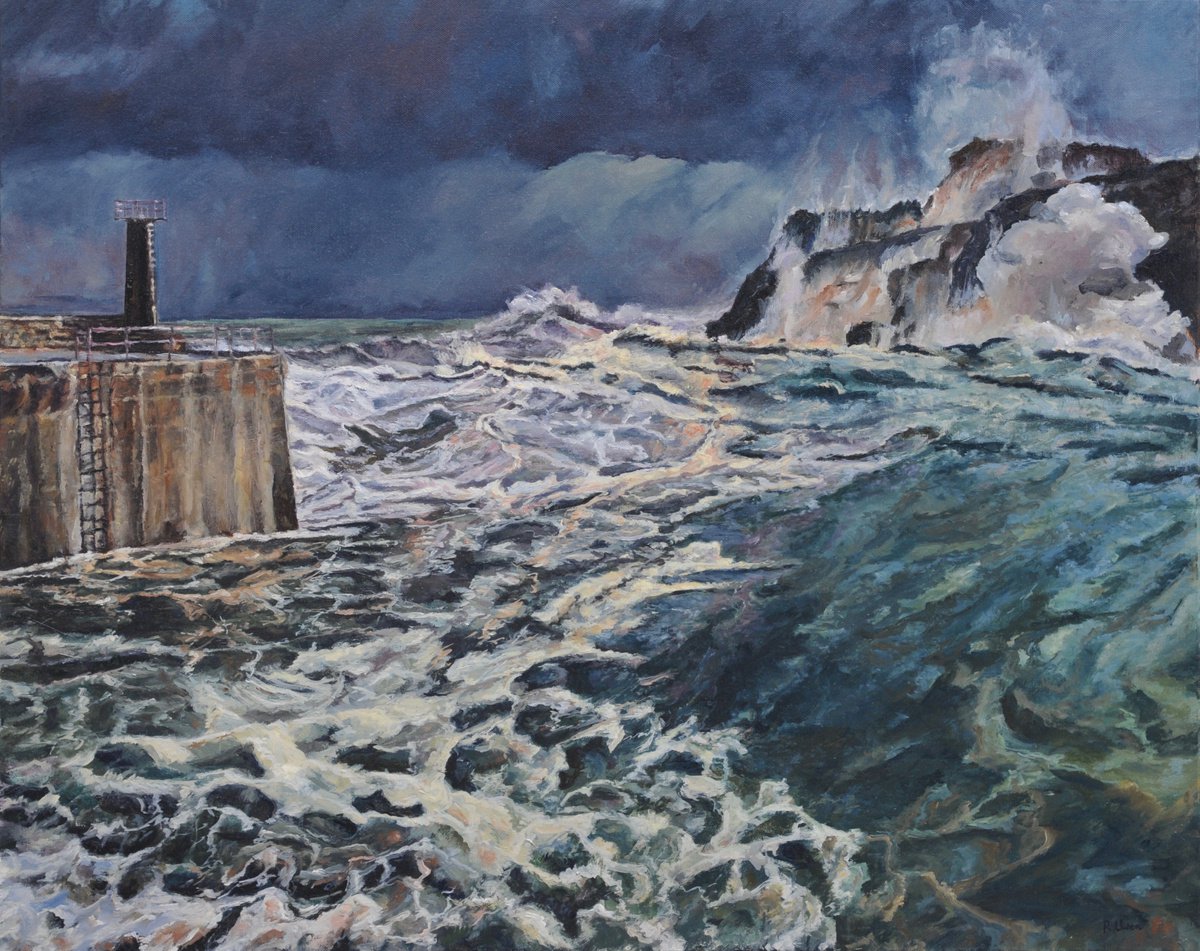 Impressionistic Landscape Oil Painting By Fuensanta Ruiz Urien, 32 X 26, Esto Es El Mar, Original Artwork