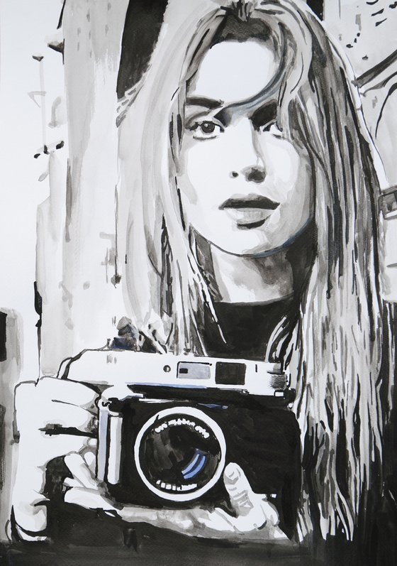 Girl with camera / 50 x 35 cm