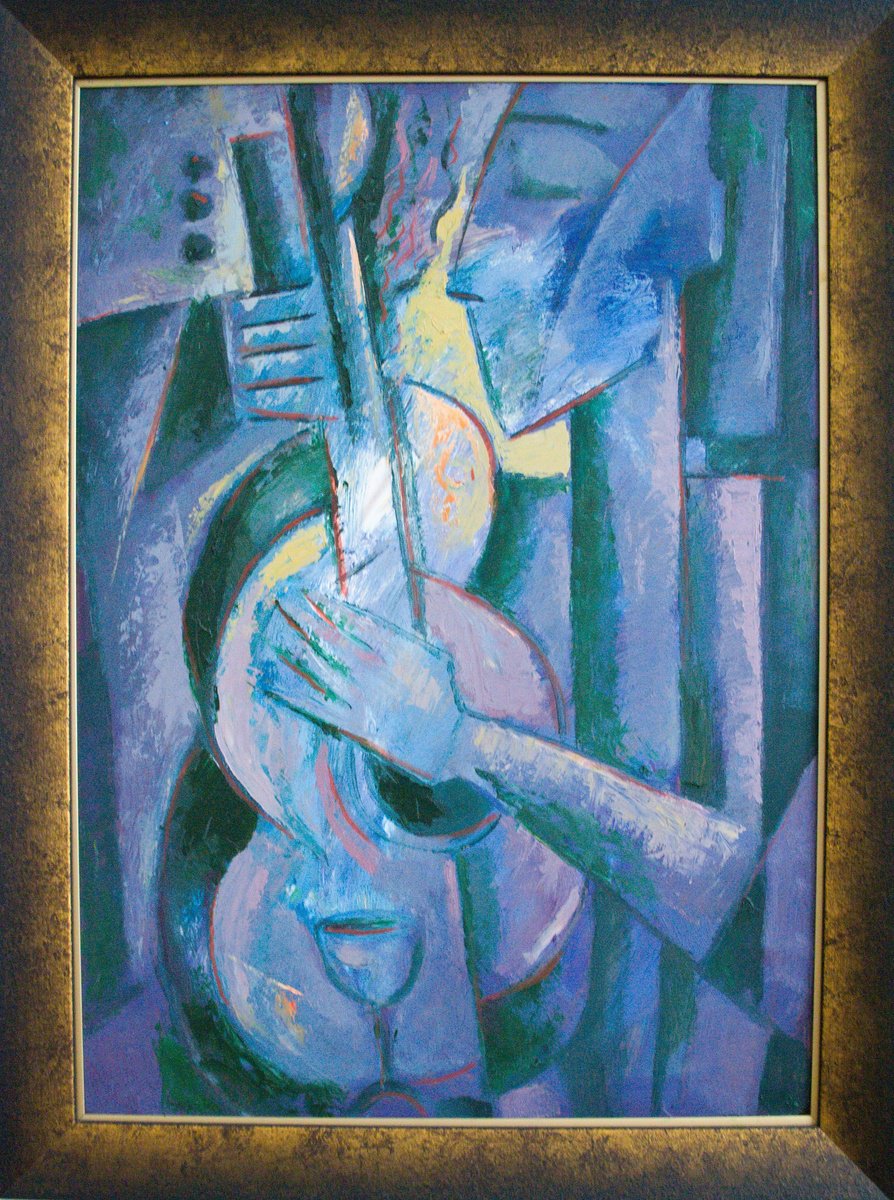 Expressive Portrait Oil Painting By Rumen Sazdov, 23 X 31", Refrain, Original Artwork