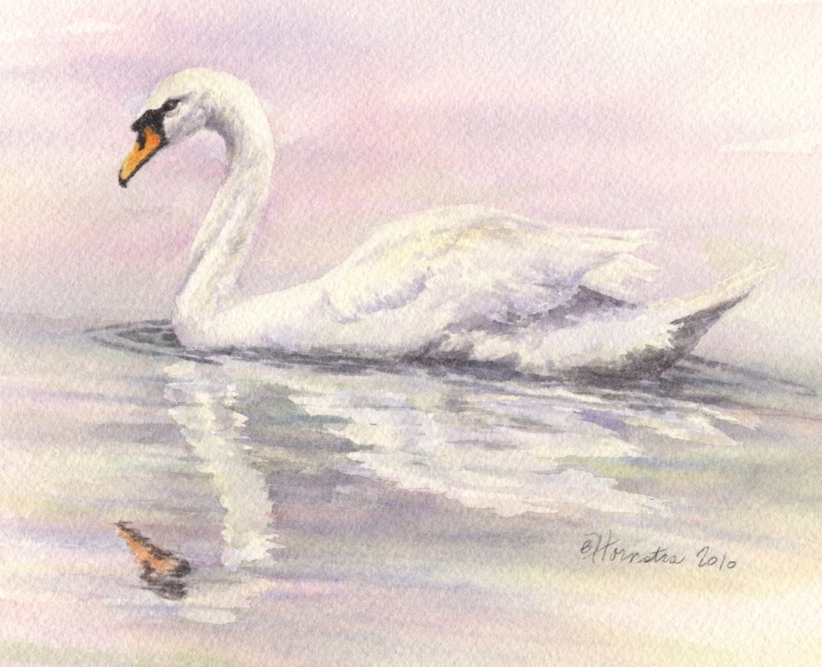 Swan #1 - Rosy Glow by Barbara Hornstra