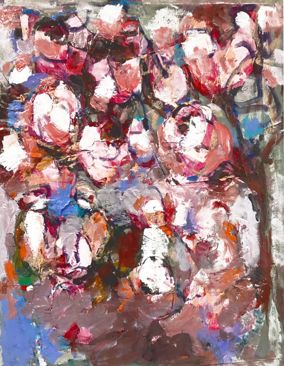 Impressionistic Portrait Painting By Irene Wilkes, 12 X 15, Picnic Under The Magnolia, Original Artwork