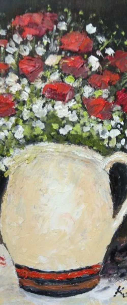 Pot with poppies by Maria Karalyos