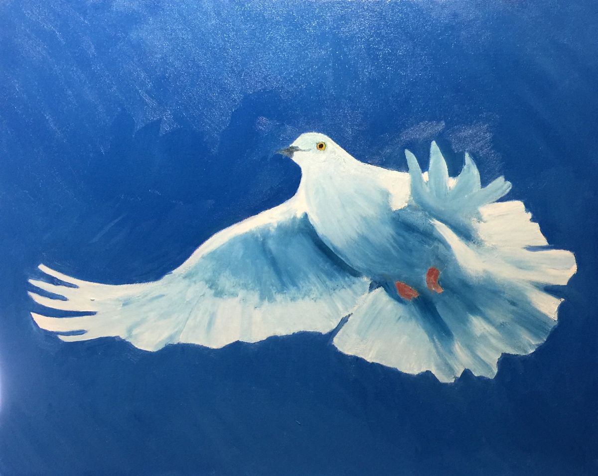 Bird BRIGHT WALL ART - ORIGINAL OIL PAINTING, GIFT, PALETTE KNIFE - LONDON ARTIST by Ryan Louder