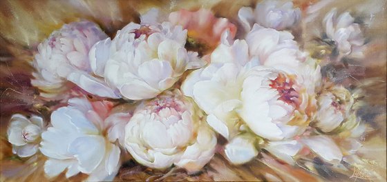 Triumph of white peonies