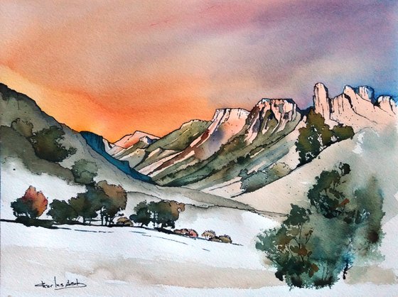 Big Bend Canyon - Original Watercolor Painting
