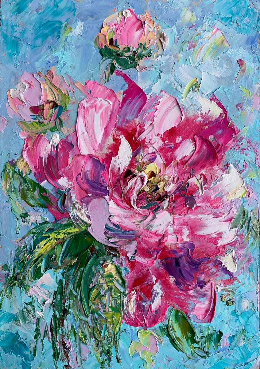 Peony Painting, Flower Artwork Flowers, Original Art, Floral Painting by Kseniya Kovalenko by Kseniya Kovalenko
