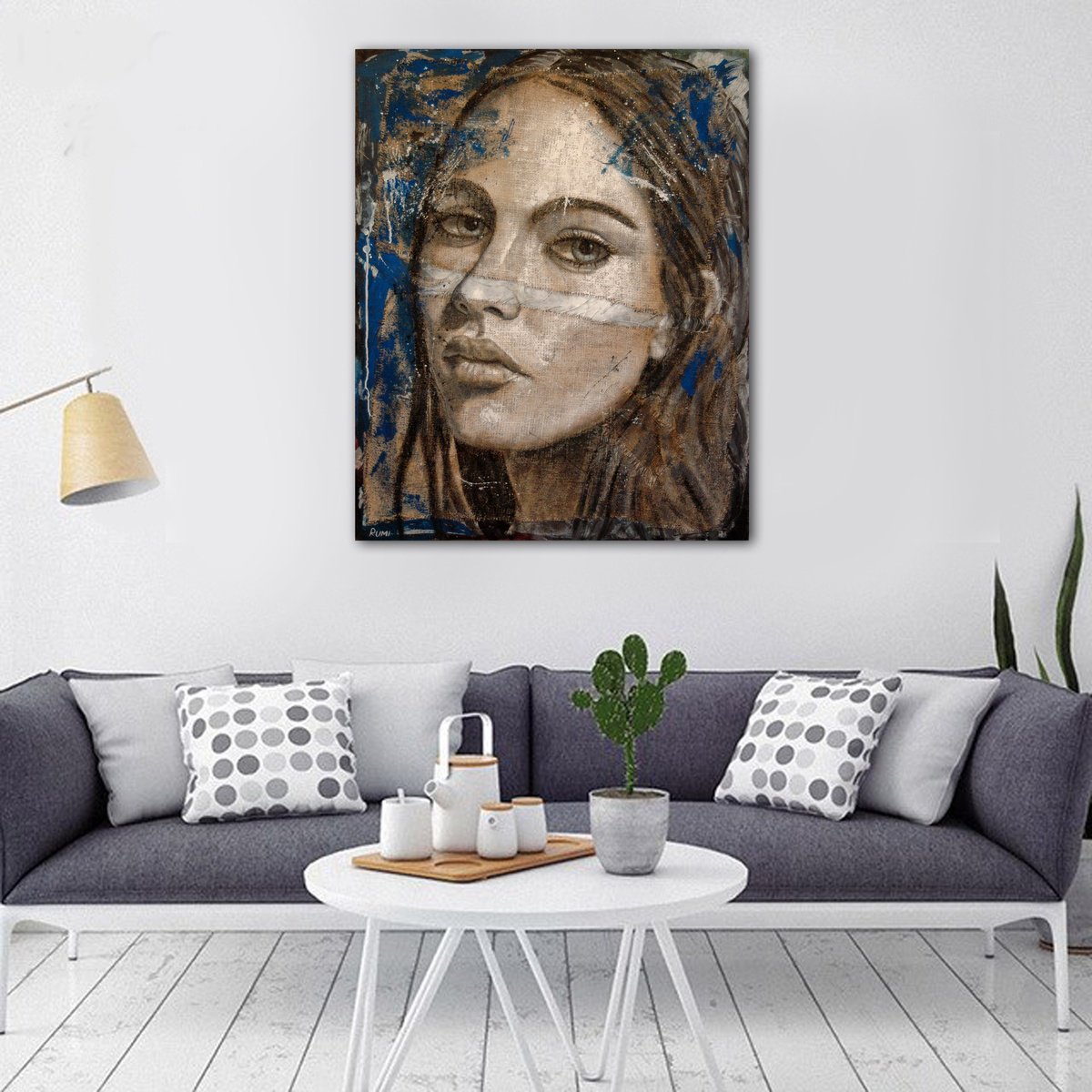 Expressive Portrait Acrylic Painting By Rumen Spasov, 31 X 39", "Innocence", Original Artwork