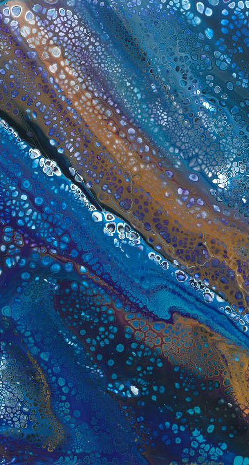Blue and copper pour by Tracey Mason