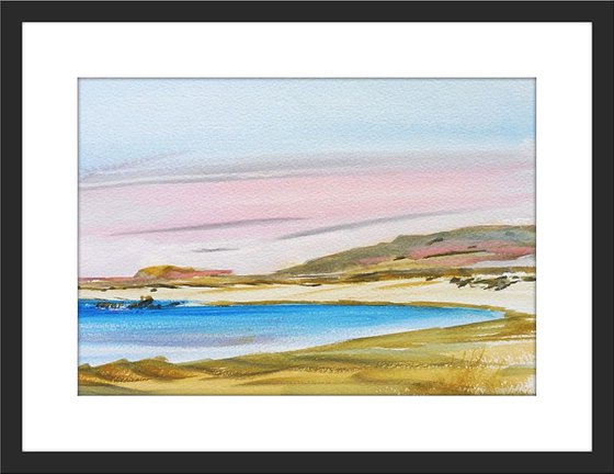 SUNRISE, RHOSCOLYN, BORTHWEN Anglesey. Original Watercolour Landscape Painting.