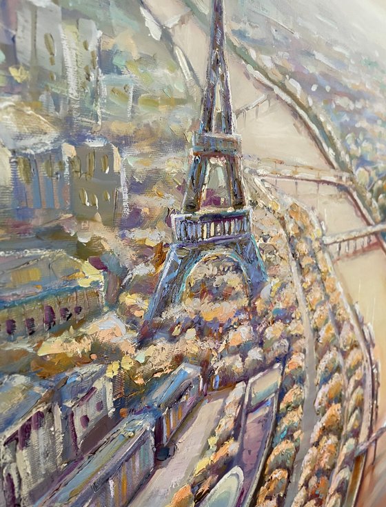 View of beautiful Paris. Original oil painting