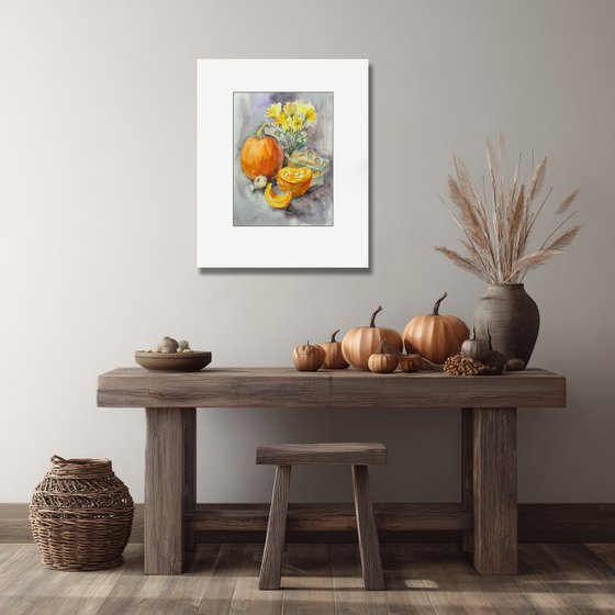 October still life with pumpkin