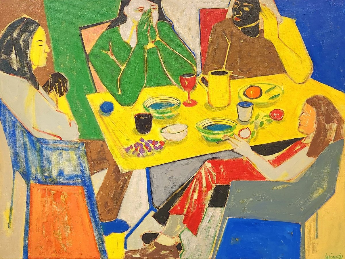 Expressive Portrait Oil Painting By Anahita Amouzegar, 25 X 19, As We Were, Original Artwork