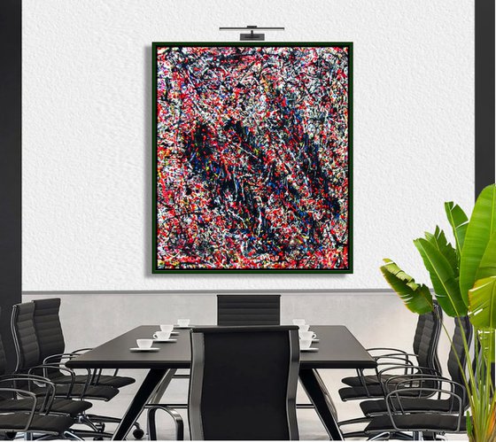 LIVELY  WITH  SAND,  Pollock inspired, framed