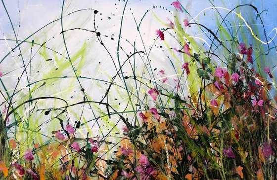 Only Seconds Away #1 - Large 124x 80 cm Original abstract floral painting