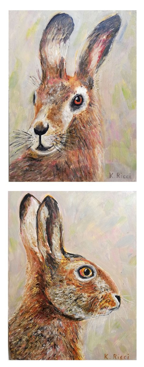 Impressionistic Animal Oil Painting By Katia Ricci, 7 X 9", Rabbit