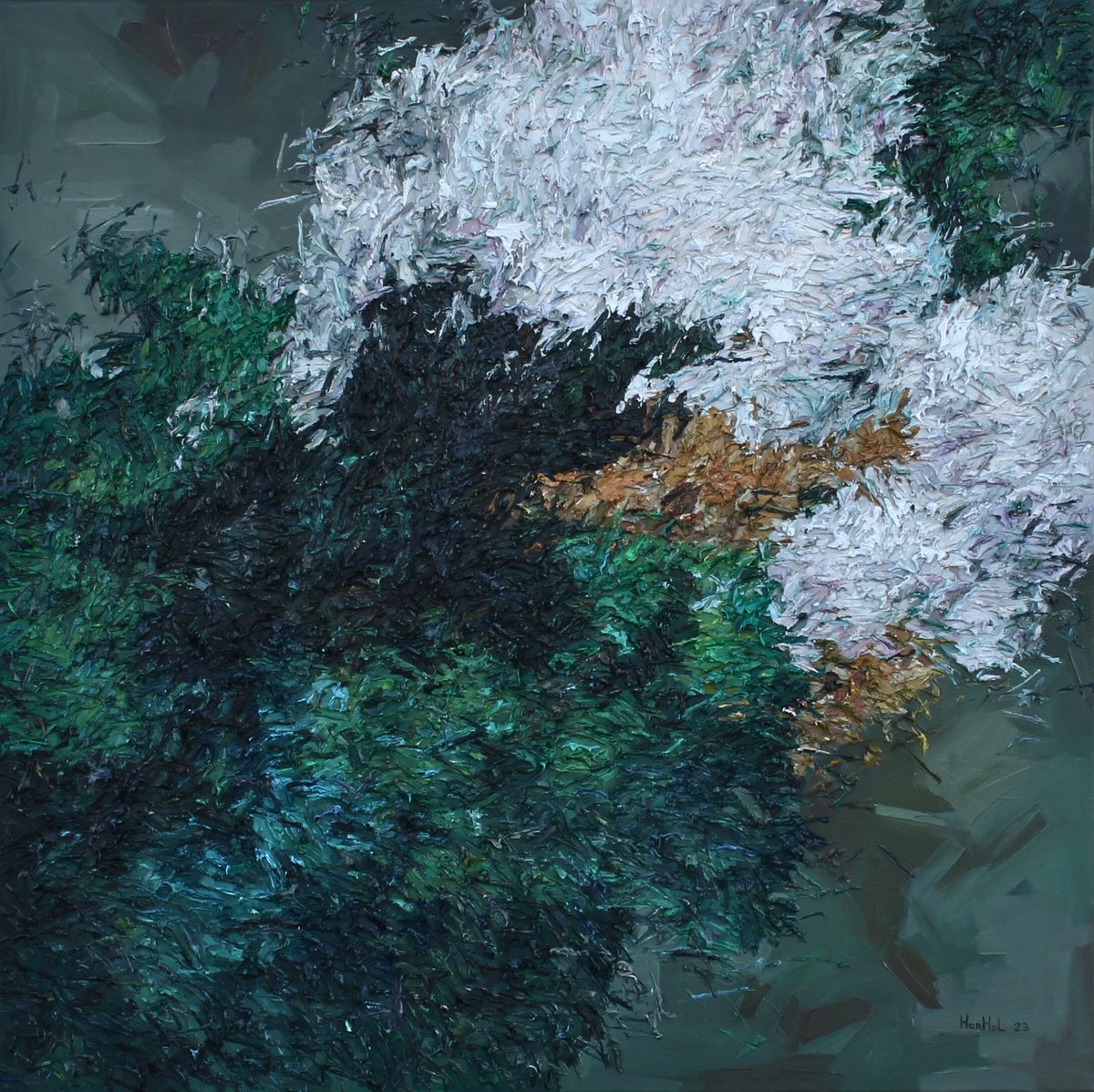 Organic Abstract Oil Painting By Olena Horhol, 31 X 31", Flowering 77, Original Artwork