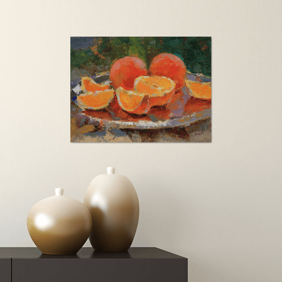 Oranges on green