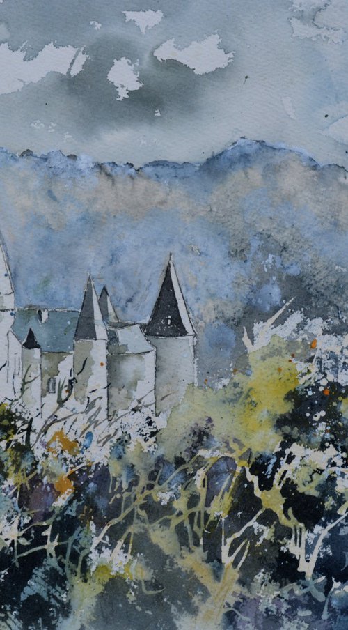 Medieval castle - watercolor by Pol Henry Ledent