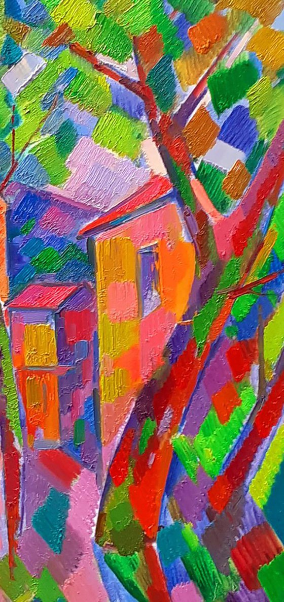 Houses through the trees