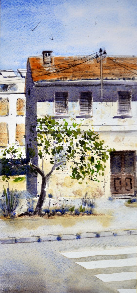 A magical place at Fasana Croatia 17x36 cm 2024 by Nenad Kojic watercolorist