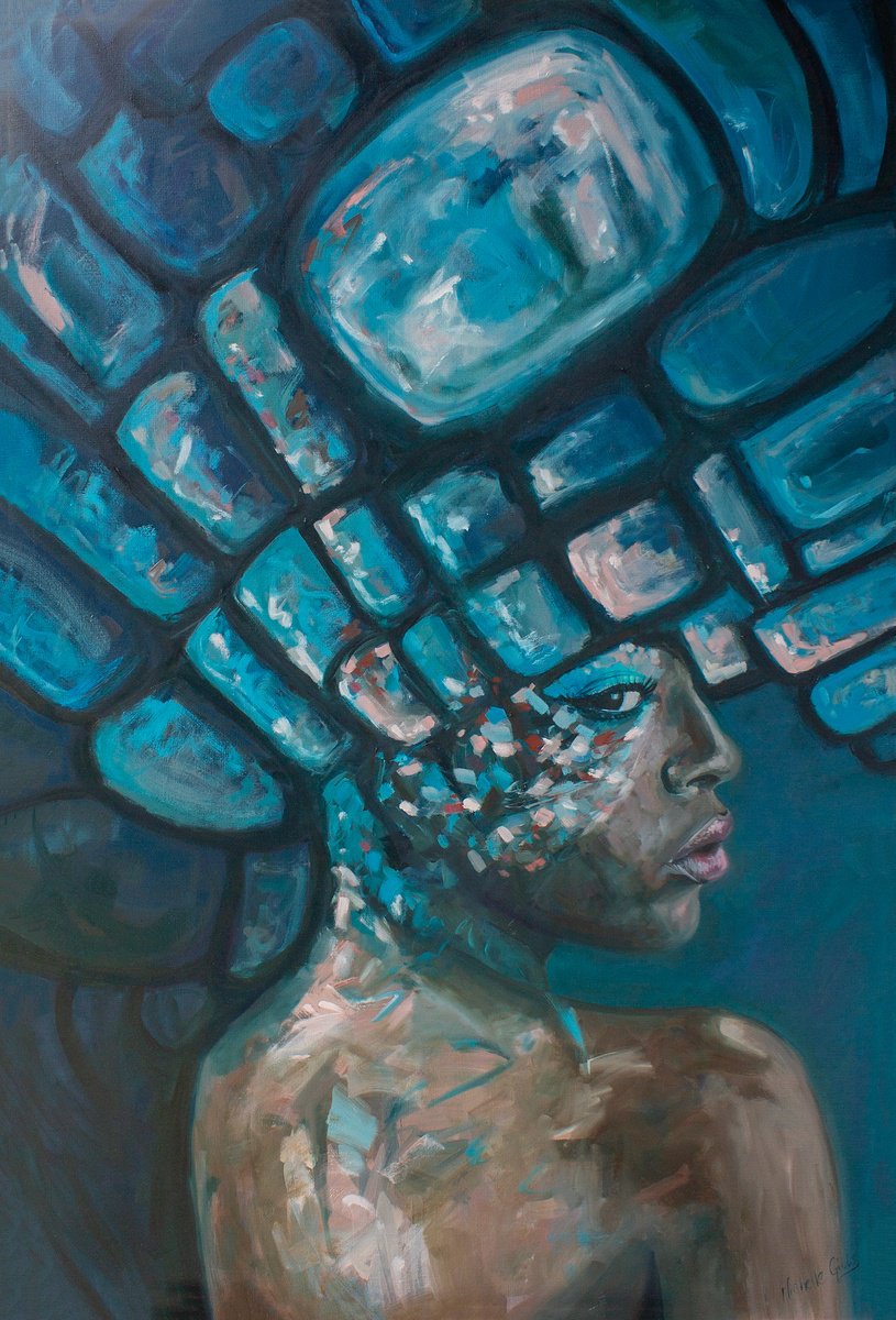 Impressionistic Portrait Oil Painting By Michelle Gibbs, 32 X 47", Royalty, Original Artwork