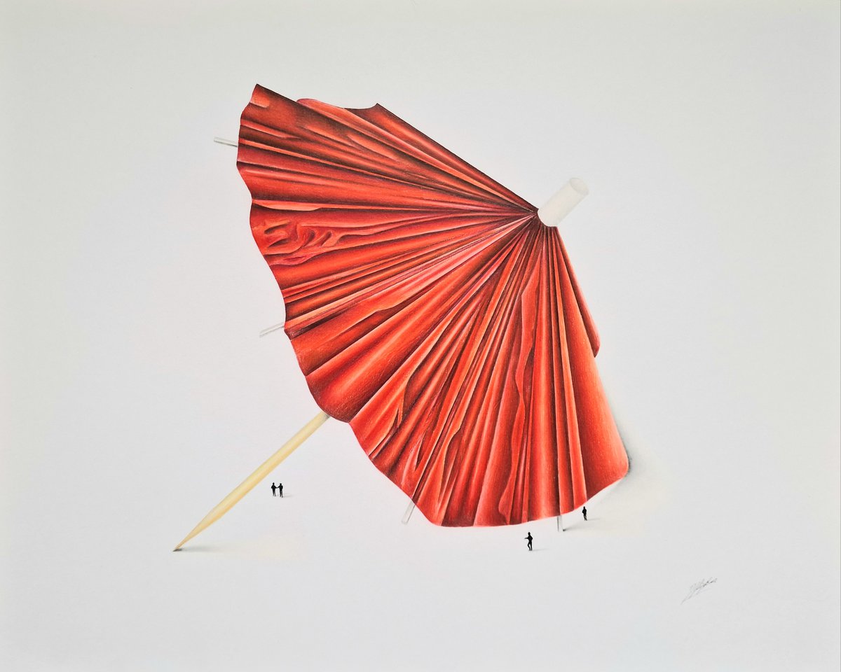 Red Cocktail Umbrella by Daniel Shipton