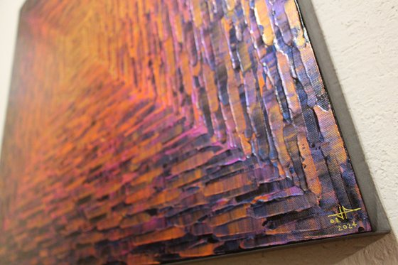 Large gold orange pink square gradient