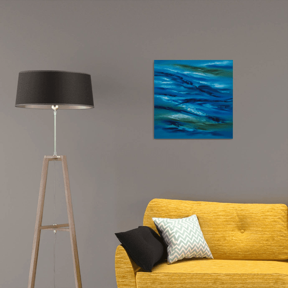 Sky Element III, 60x60 cm, Deep edge, Original abstract painting, oil on canvasi