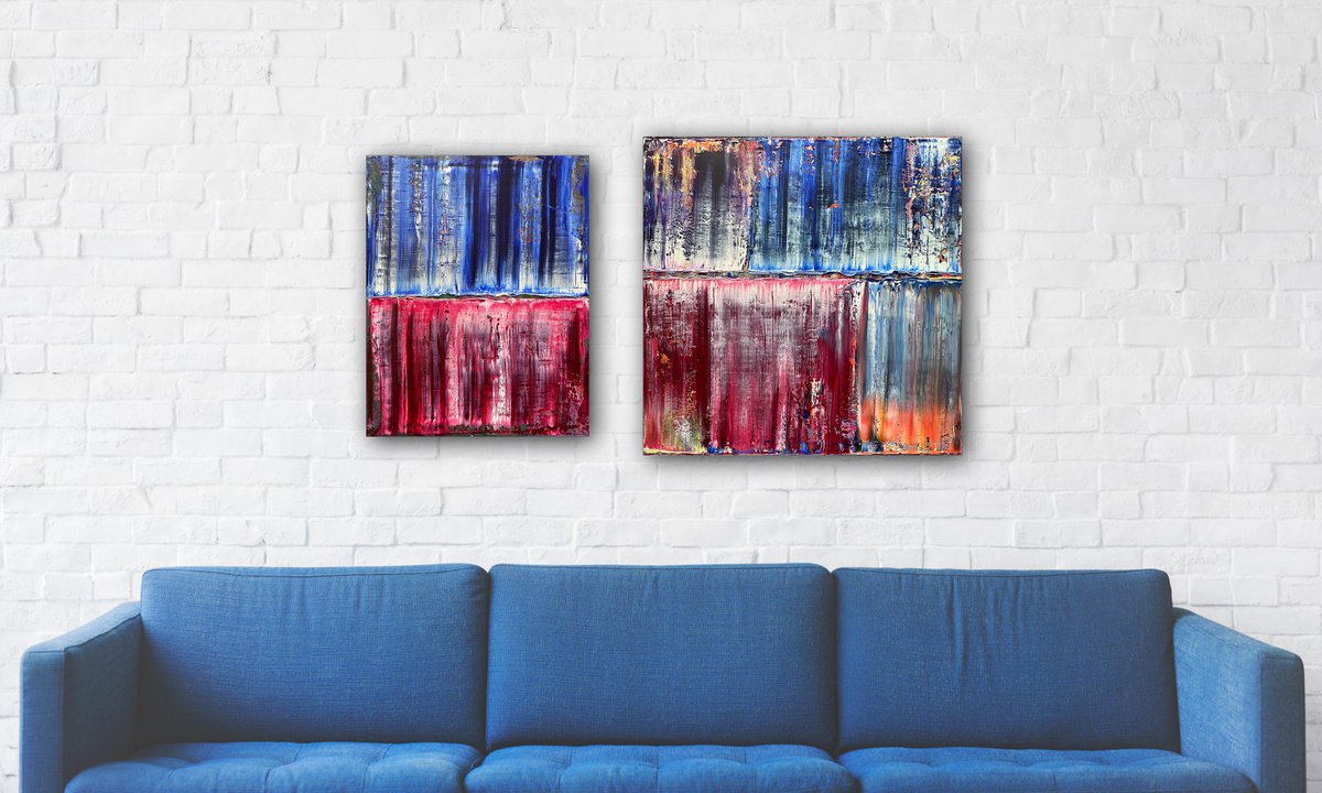 Brothers - Save As A Series - Original Extra Large PMS Abstract Diptych Oil Paintings On... by Preston M. Smith (PMS)