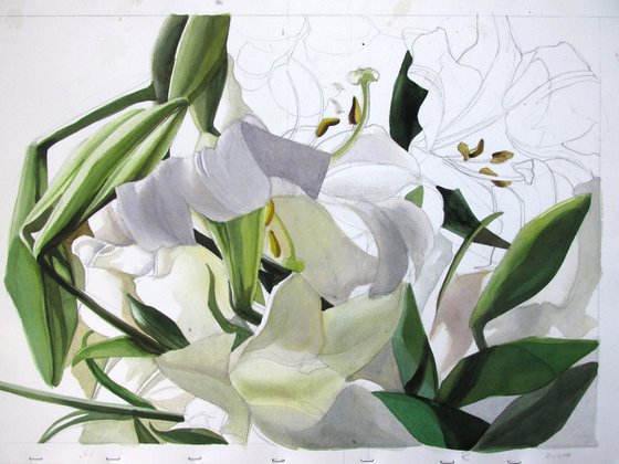 spring in white watercolor floral