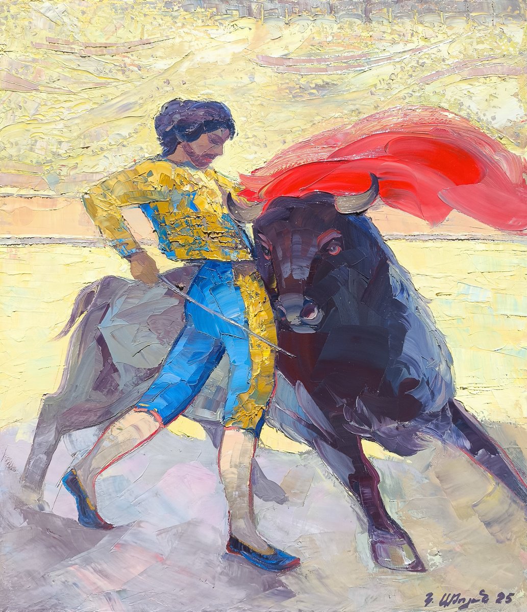 Impressionistic Animal Oil Painting By Kamo Atoyan, 20 X 24", The Final Pass, Original Artwork