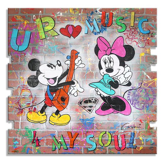 U R Music - Original on Brick Wall Panel