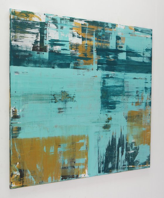 XL Abstract Painting - Static In Blue XL - 120x120 cm - Ronald Hunter - 14J